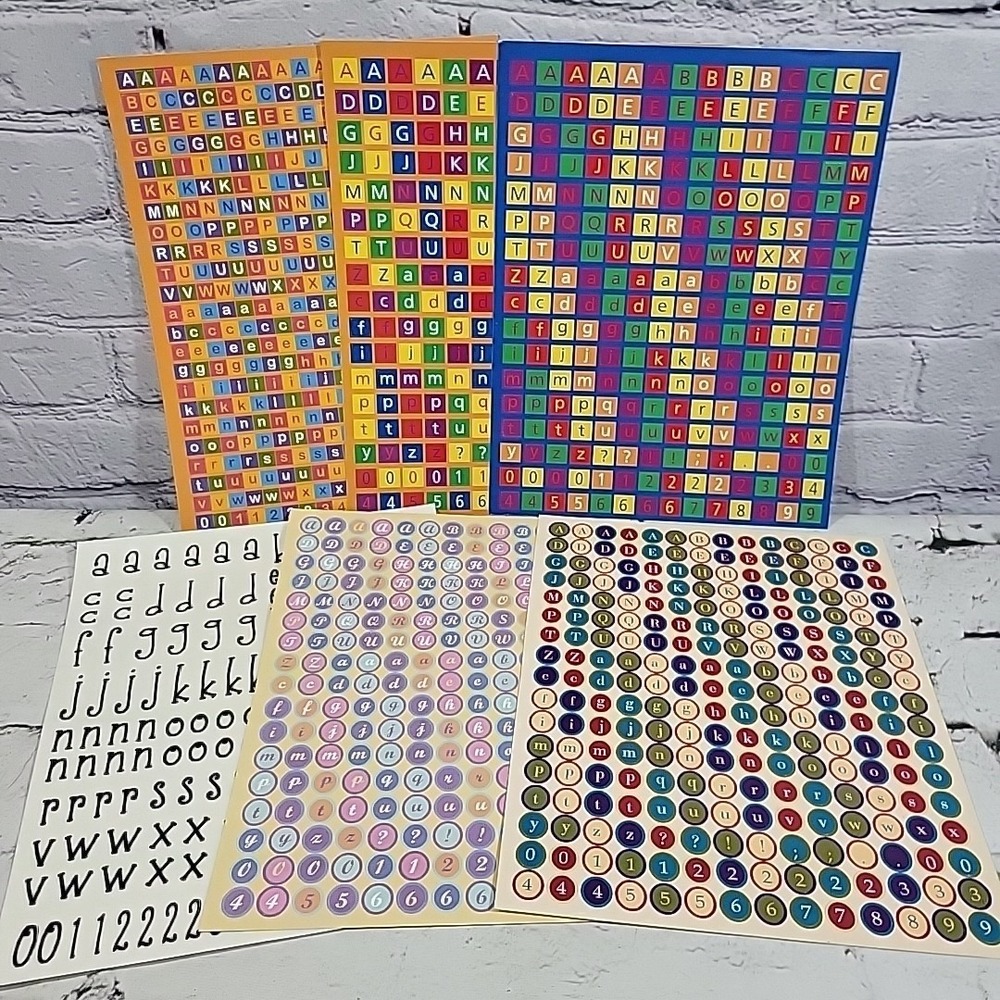 Scrapbooking‎ Stickers Alphabet Letters ABCs Lot Of 6 New Complete Sheets